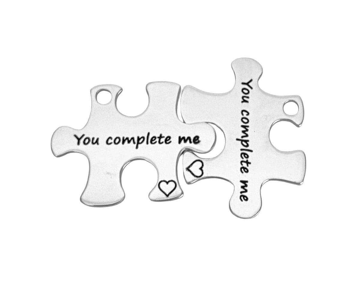 Stainless Steel You Complete Me Puzzle Charm