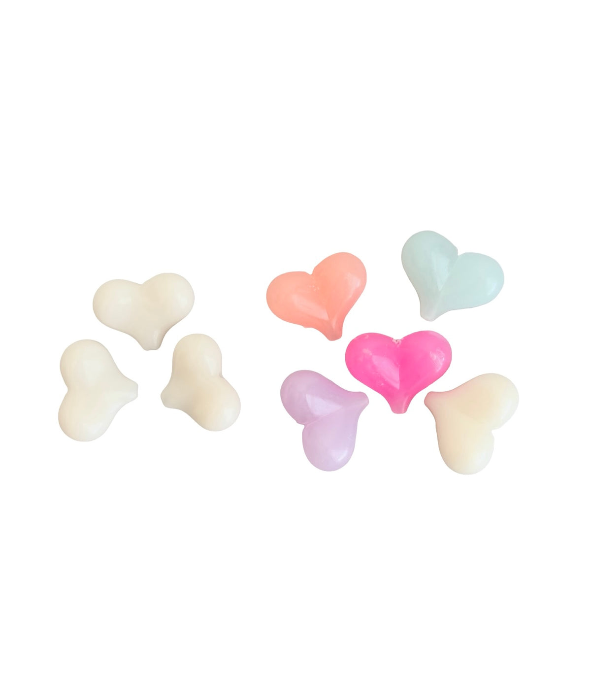 Large Acrylic Puffy Heart Beads • 22mm x 17mm • Off White & Random Mix of Translucent Heart Beads