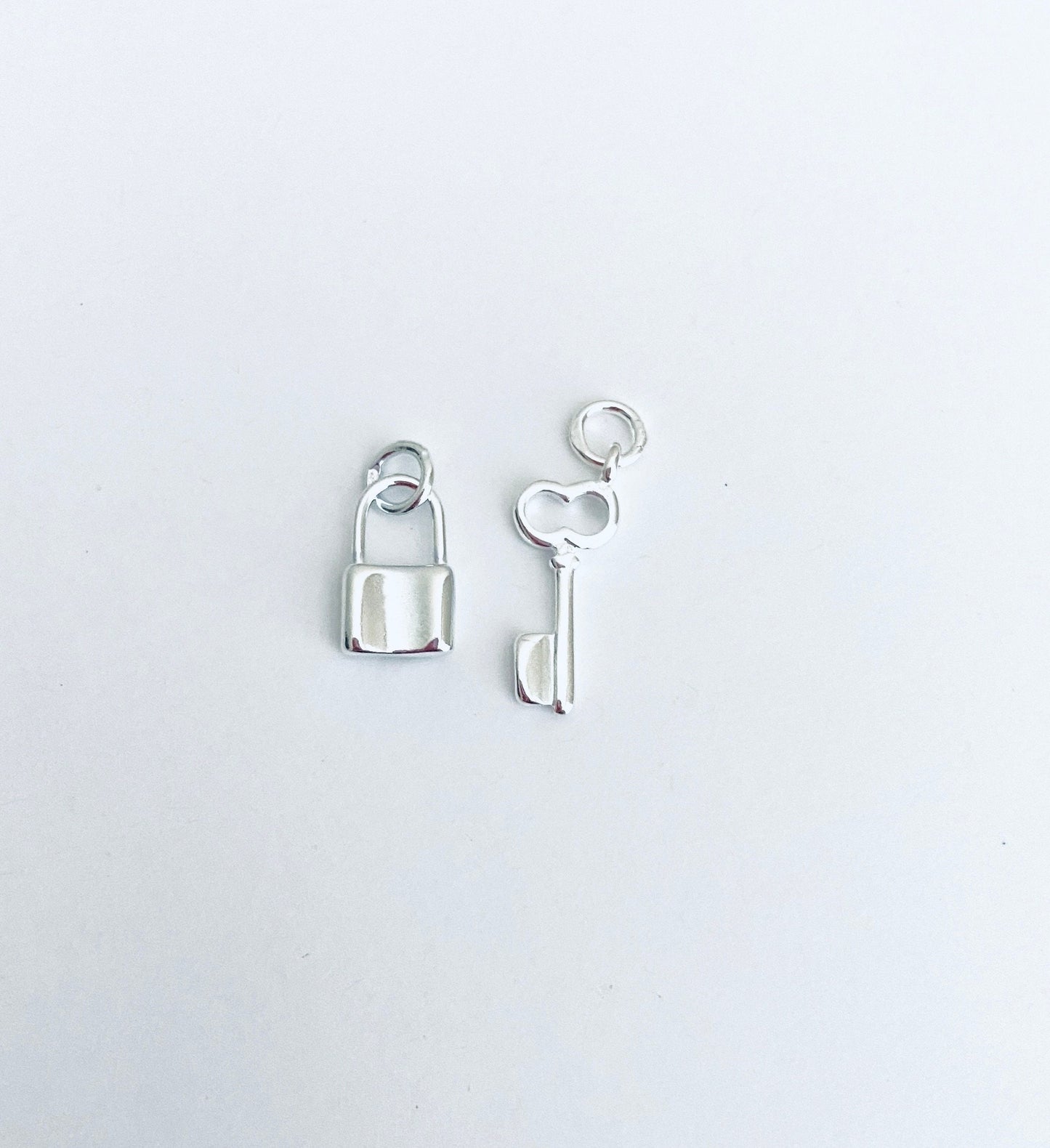 Sterling Silver Key and Lock Charm Set