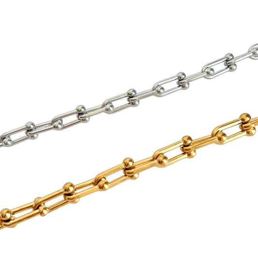 Chunky U Shape Chain Sold by Foot • Stainless Steel • Gold over Stainless Steel