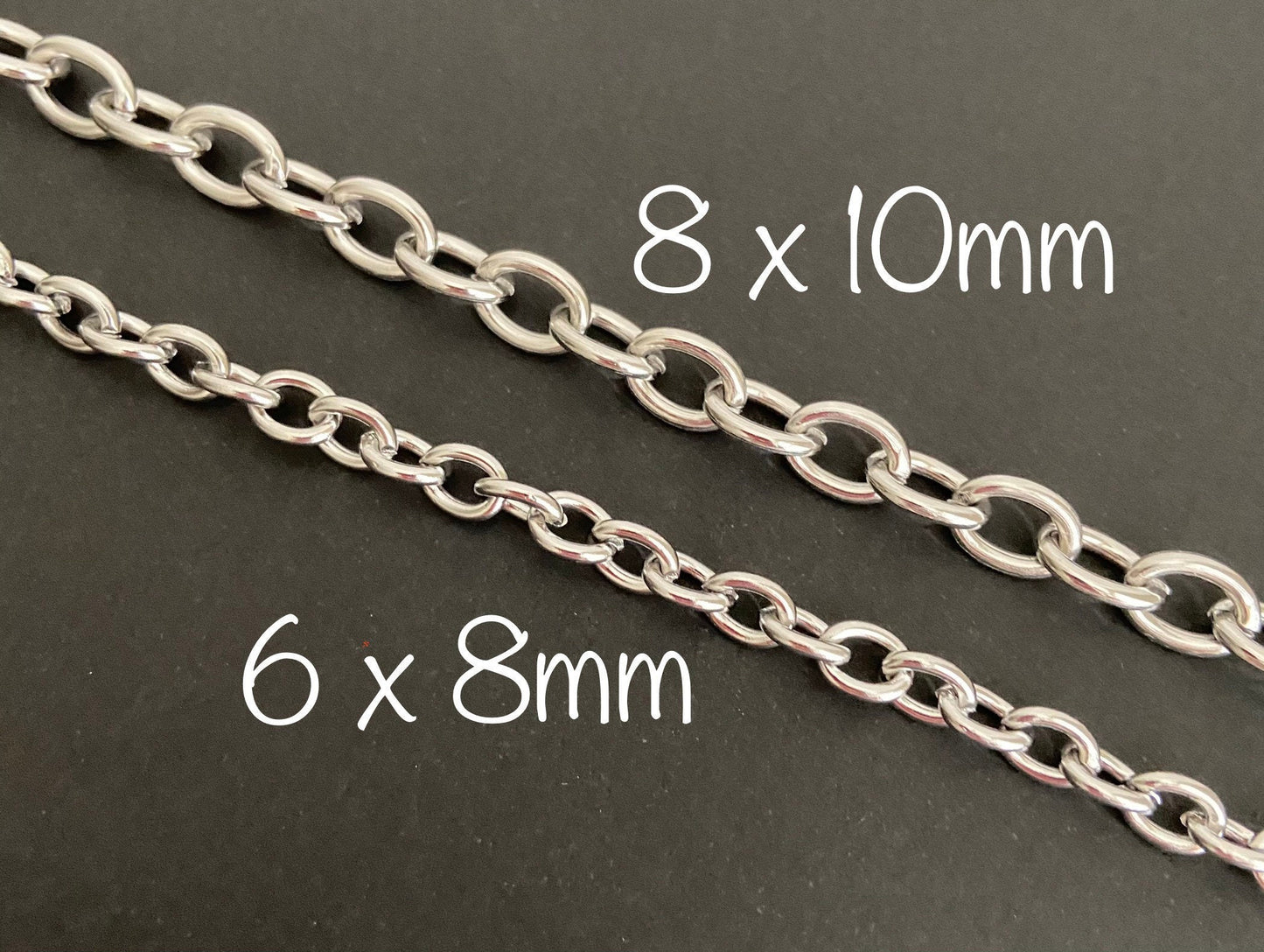 8x10mm Chunky Stainless Steel Oval Chain