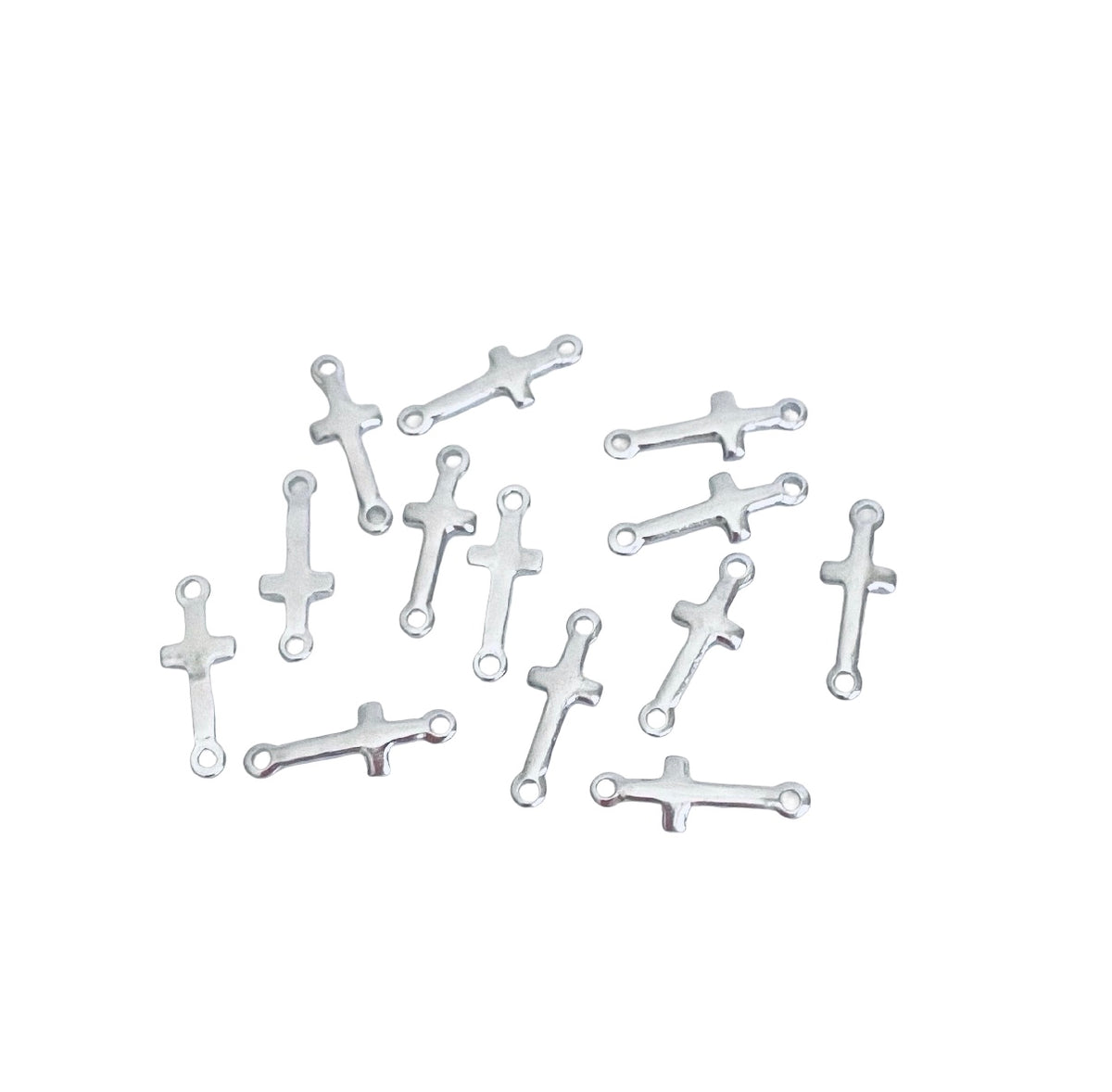 Shiny Slim Cross Connector • Stainless Steel • Gold over Stainless Steel