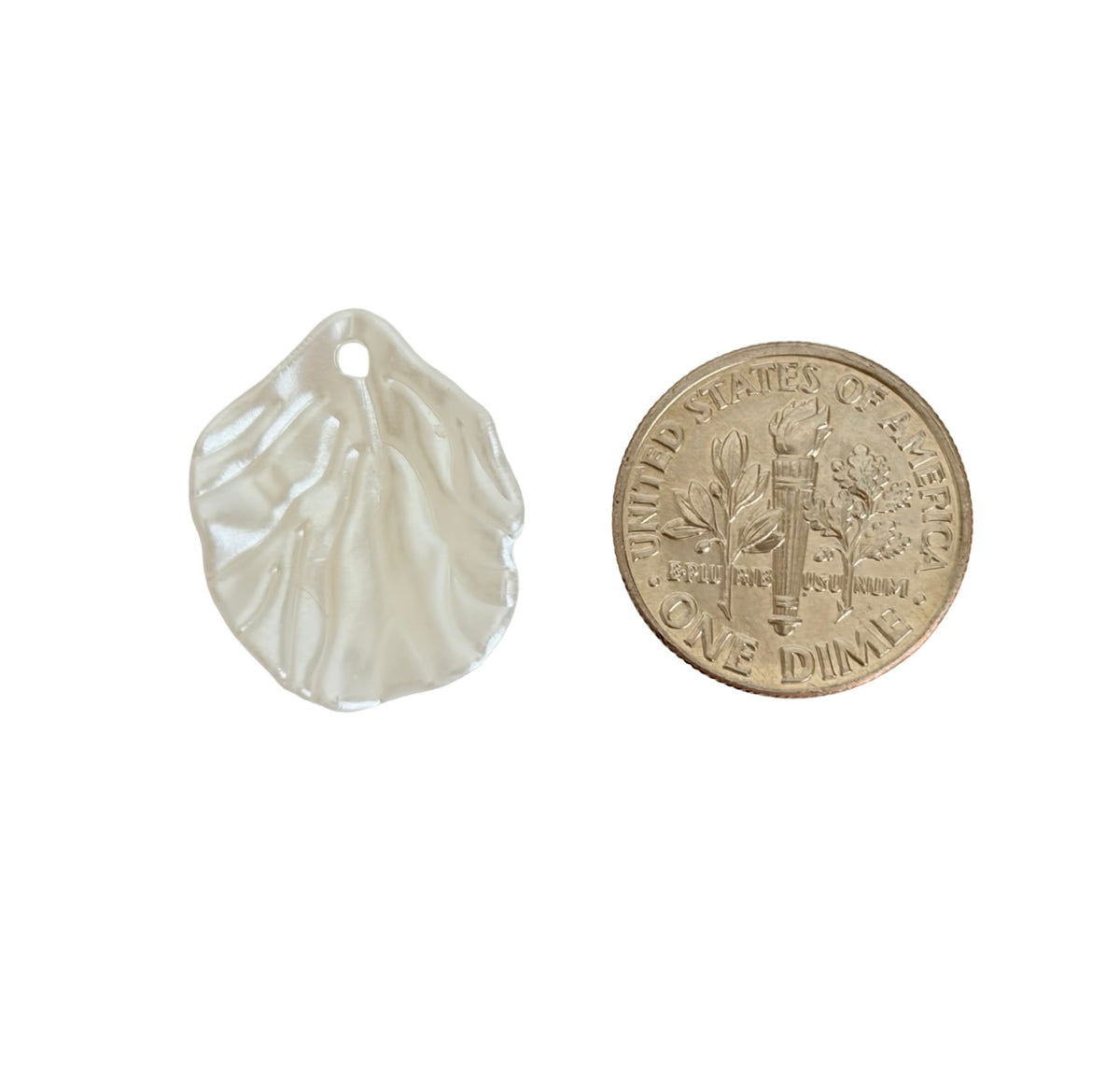 Faux Pearl Leaf Charms • 17mm x 19mm • Charms for Jewelry Making