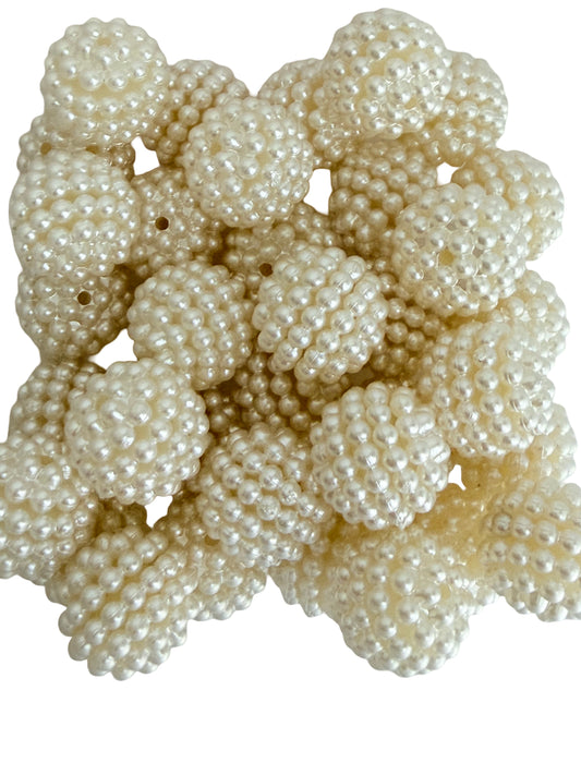 15mm White Waxberry Faux Pearl Beads