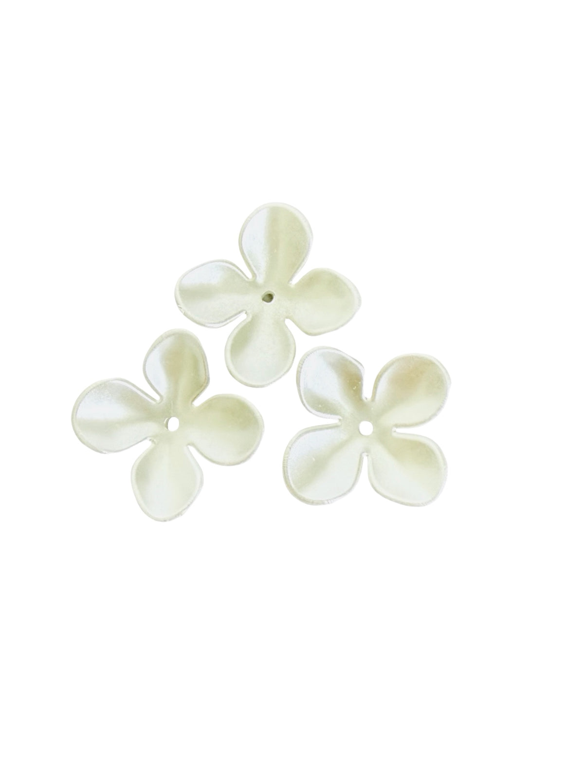 27mm Acrylic Faux Pearl 4-Petal Flower Beads • Large Flower Beads for Jewelry Making & Crafts