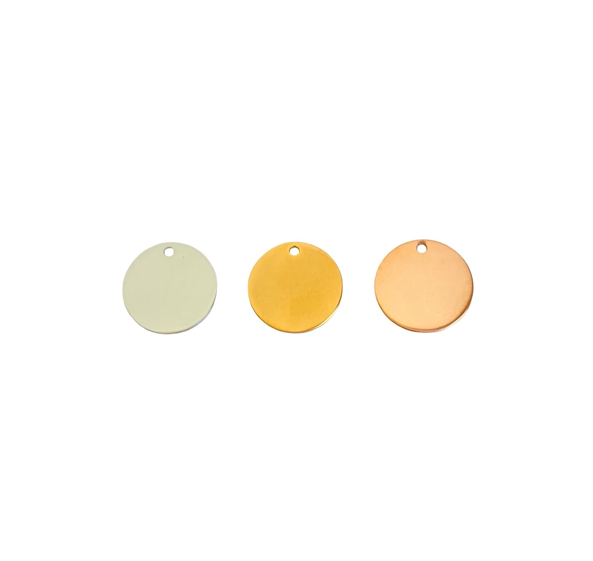 20mm Shiny Round Blanks • Stainless Steel • Gold over Stainless • Rose Gold over Stainless