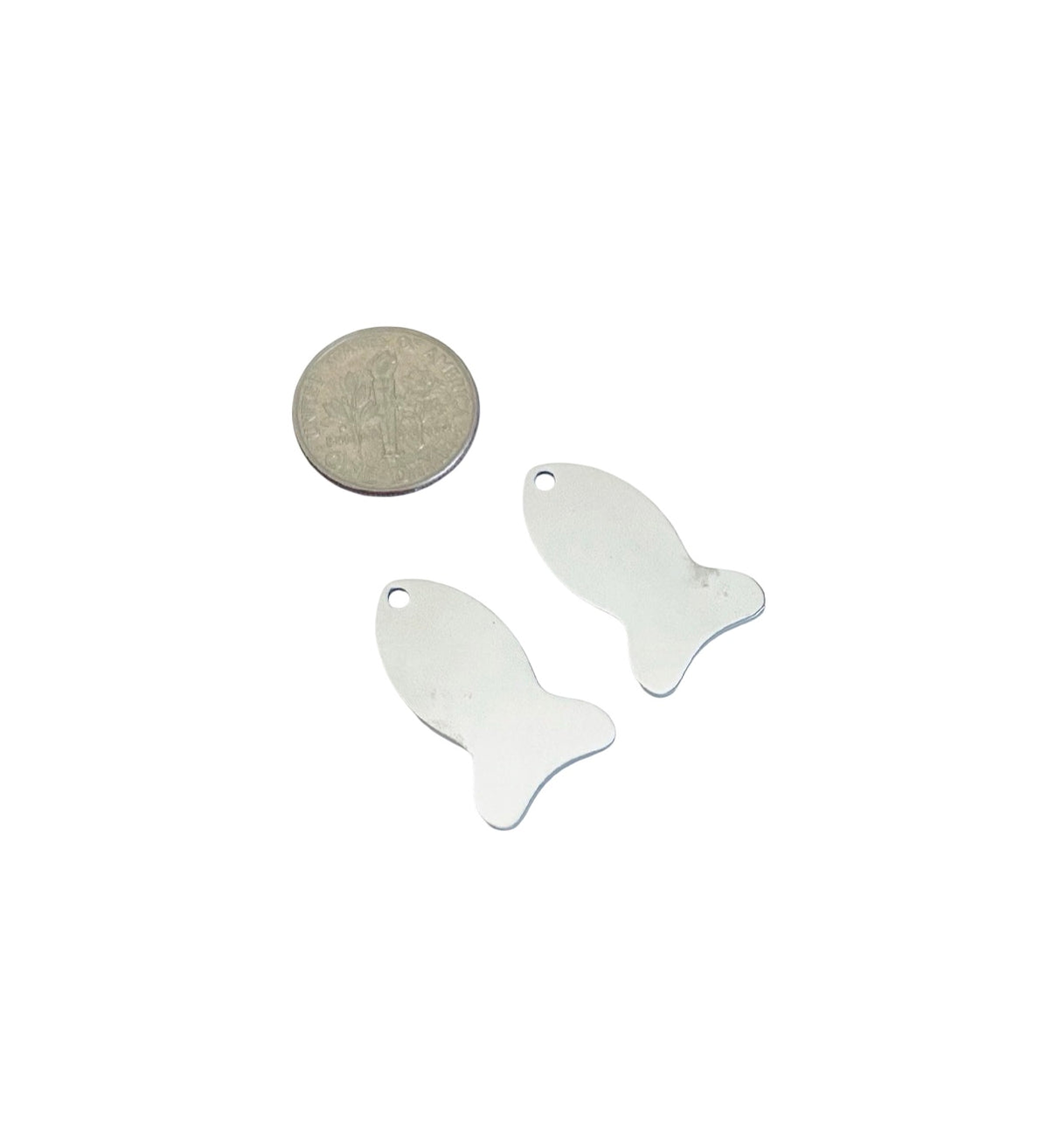 Shiny Stainless Steel Fish Blank • 15mm x 25mm
