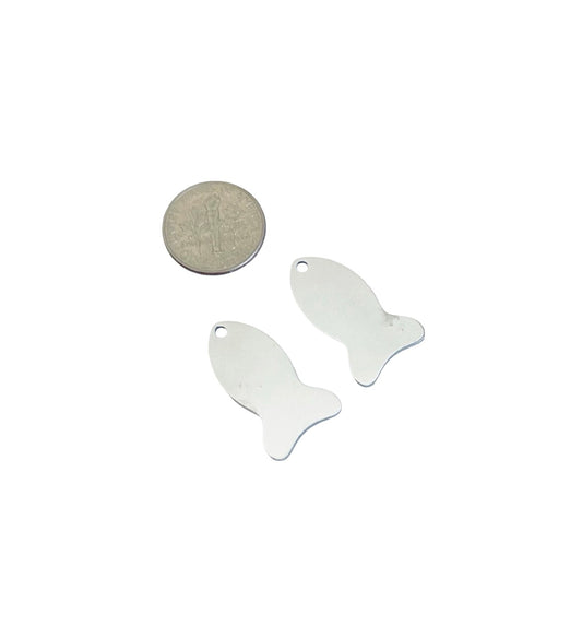 Shiny Stainless Steel Fish Blank • 15mm x 25mm