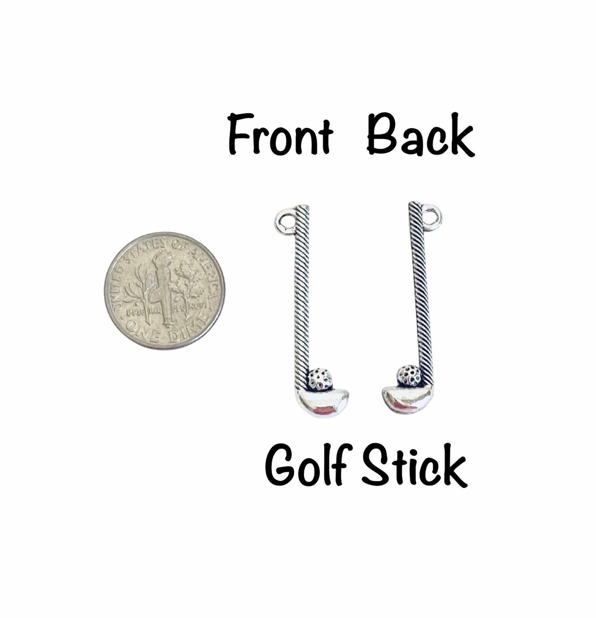 Base Metal Golf Charms (Golf Club • Gold Stick)