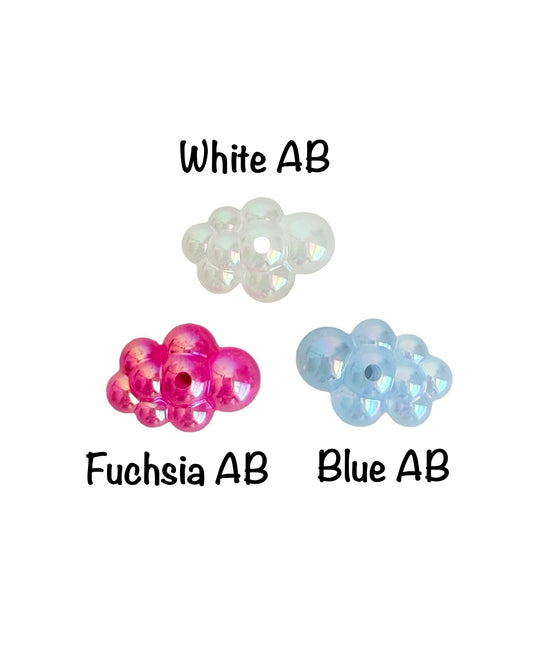 Large Acrylic Cloud Beads • White, Fuchsia & Blue AB Cloud Beads • Jewelry Making