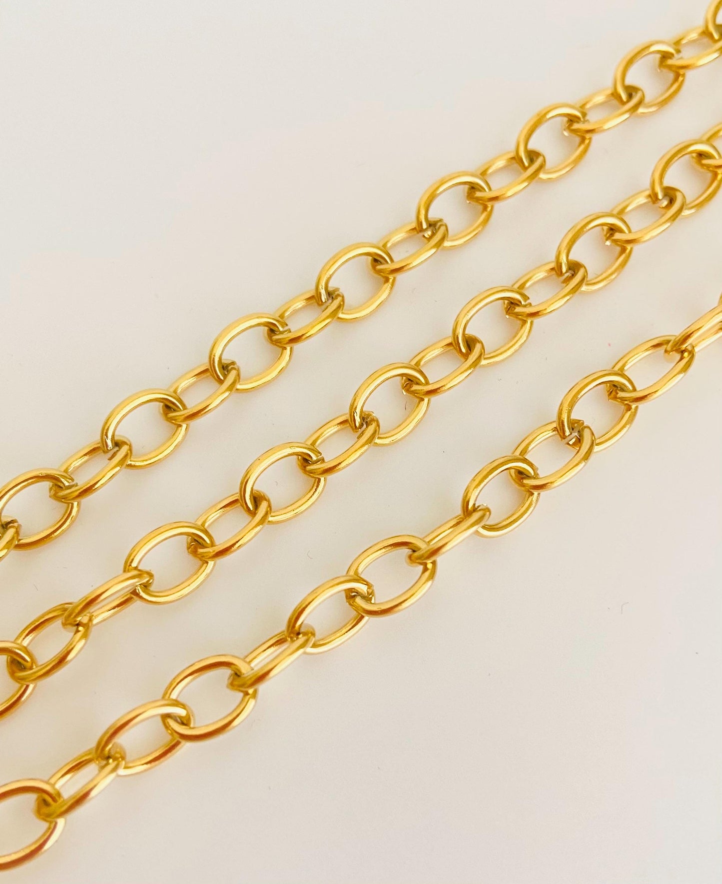 6x8mm 18K Gold Over Stainless Steel Oval Chain • Jewelry Chain by the Foot for DIY Crafting & Supplies