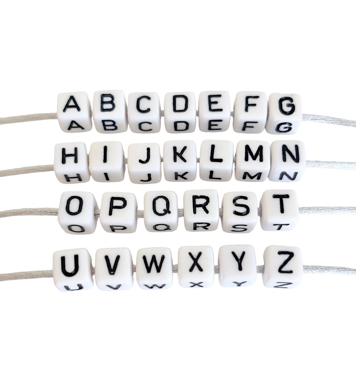9mm Acrylic Alphabet Letter Beads • A-Z 26-Piece Set • 4-Sided Beads with 4mm Hole