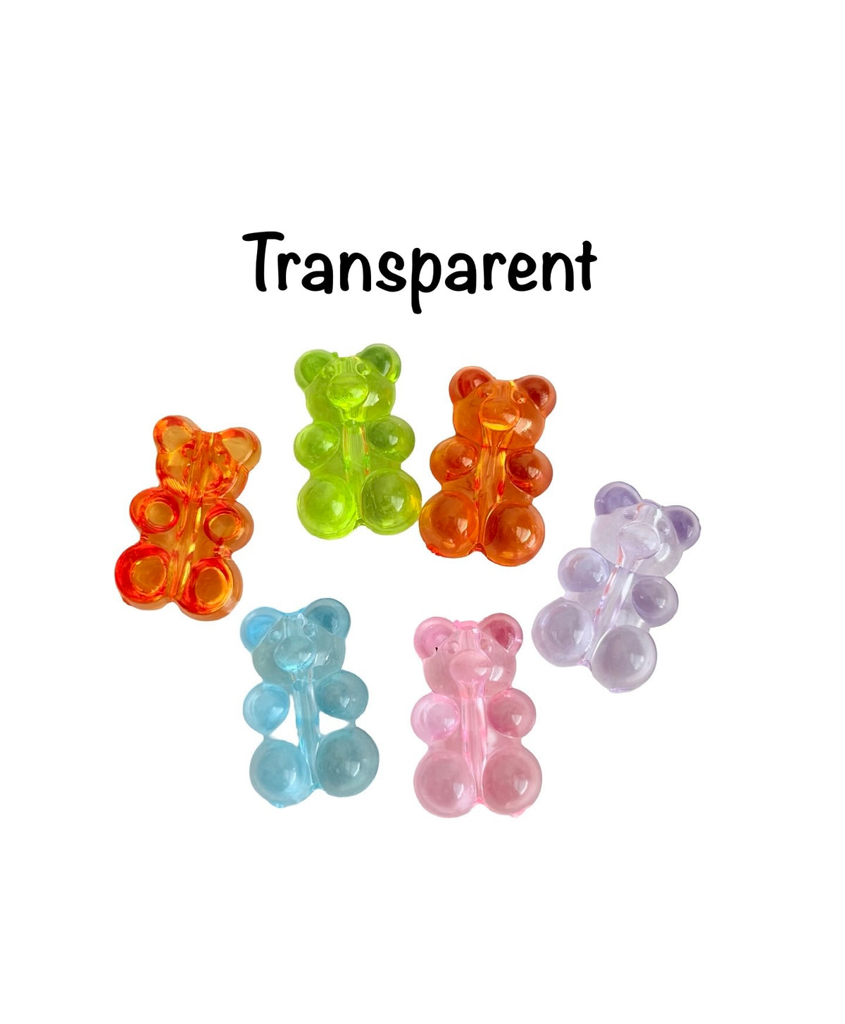 Acrylic Bear Beads • Random Mix of Transparent OR Translucent Bear Beads for Jewelry Making • Assorted Colors