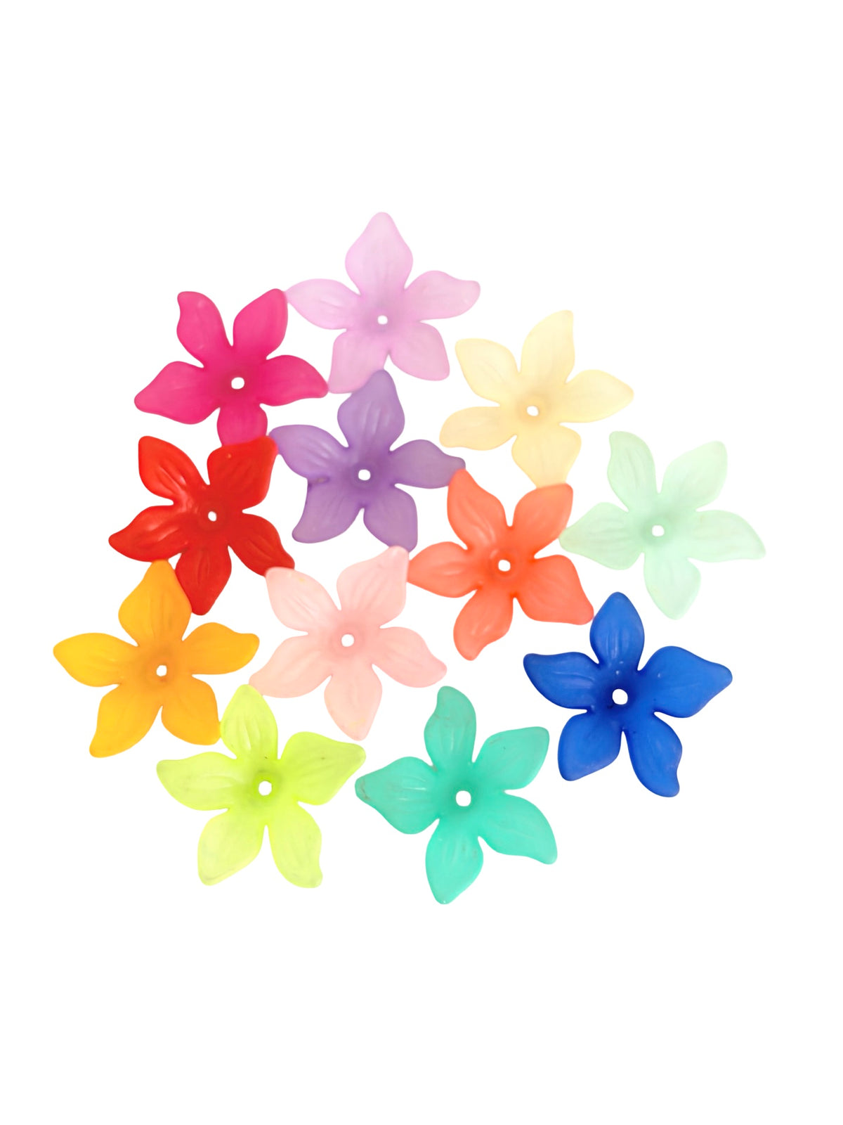 24mm Matte 5-Petal Lily Style Flower Beads • Random Mix Colors • Acrylic Floral Beads for Jewelry Making & Crafts