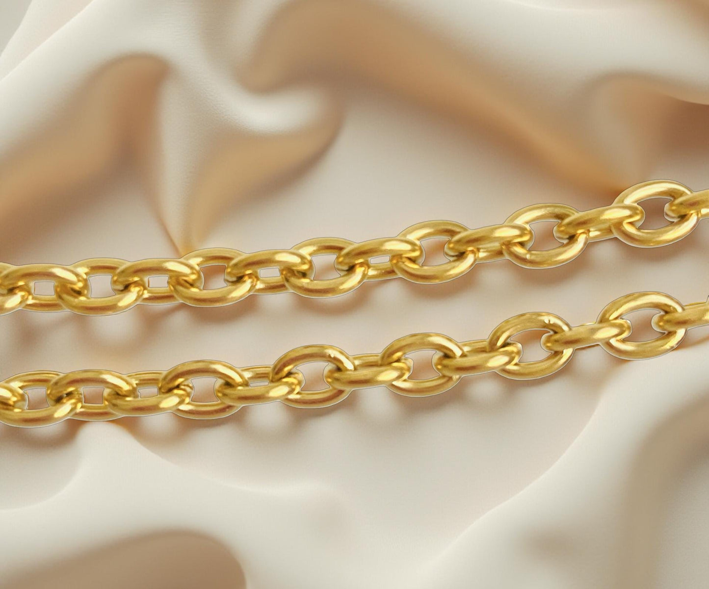 18K Gold Over Stainless Steel Oval Chain (4.5x6mm)