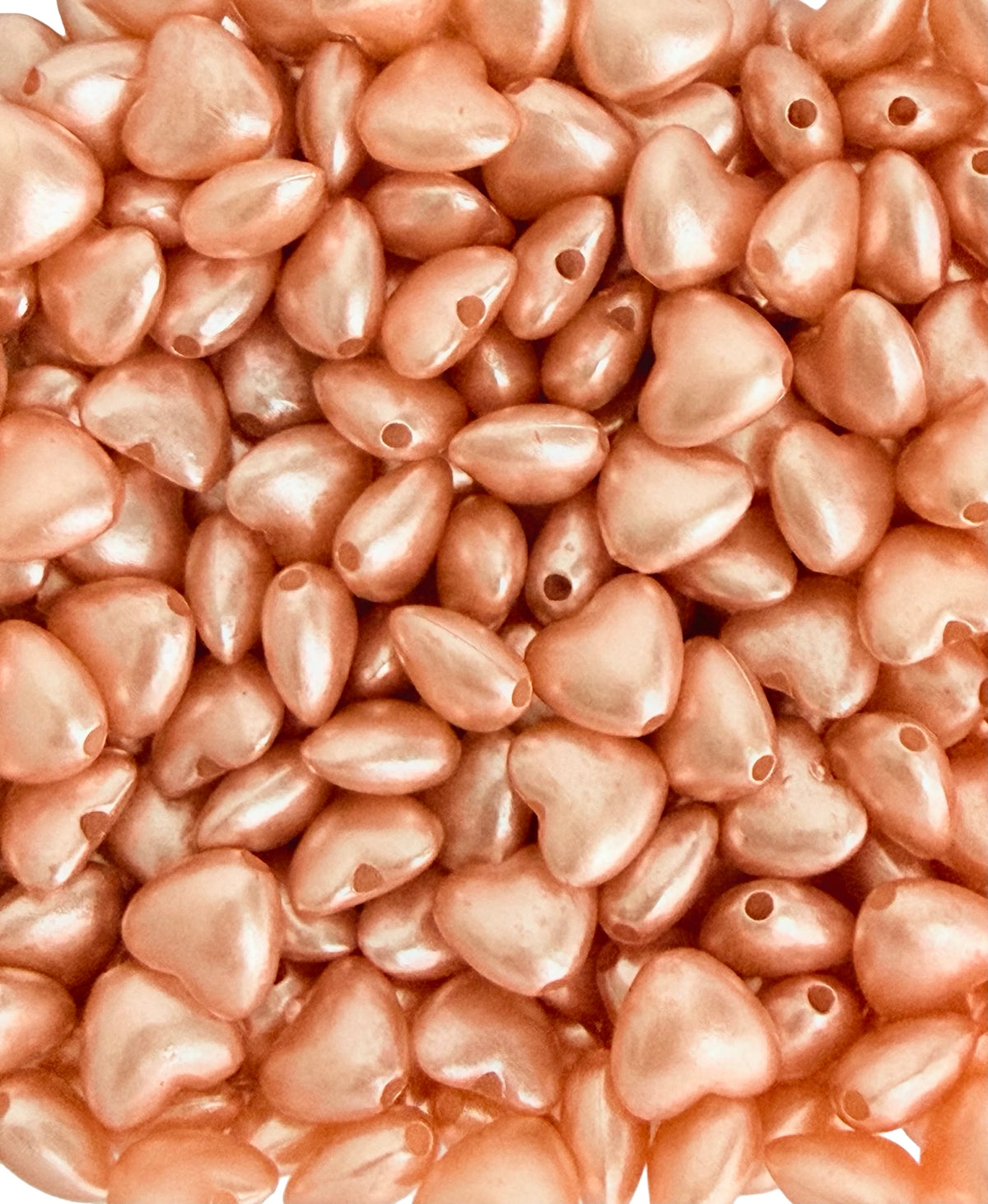Small Faux Pearl Puffy Heart Beads • Off White & Rose Gold Heart Beads for Jewelry Making