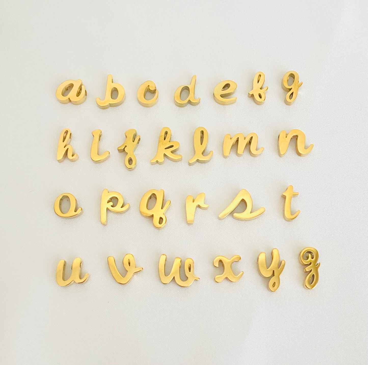 Stainless Steel Lowercase Script Letter Charm • Dainty Initial Pendant for Custom Jewelry Making