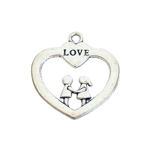 Base Metal Large Love Heart Charm