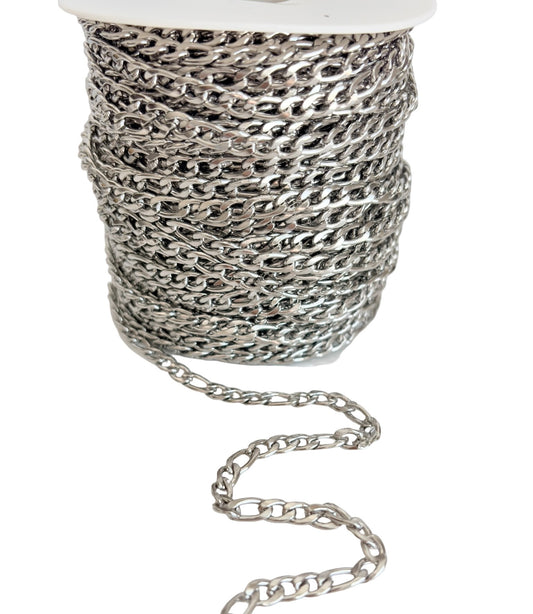 5mm x 7mm Stainless Steel Flat Curb Chain • Sold by the Foot