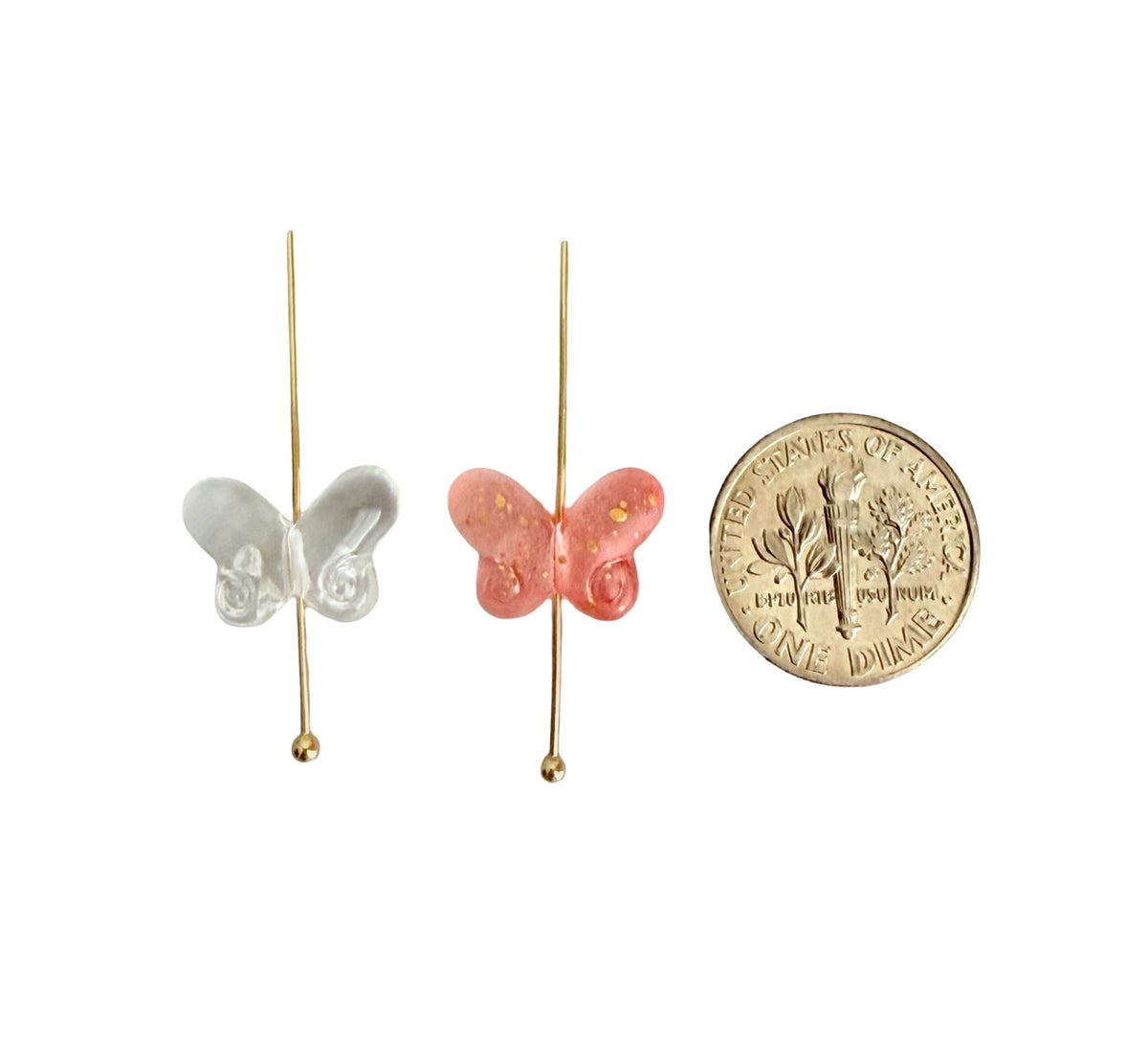 Small Acrylic Butterfly Beads • Random Mix of Transparent or Matte with Gold Dust • Butterfly Beads for Jewelry Making