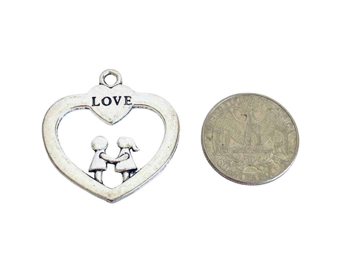 Base Metal Large Love Heart Charm