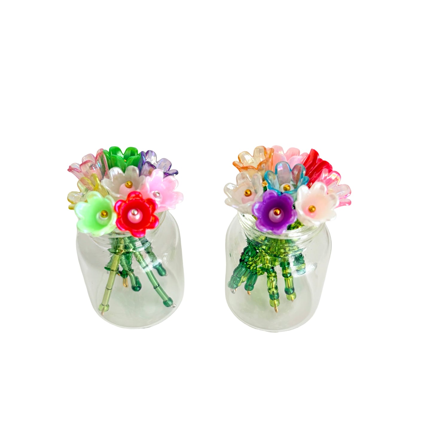 2" Handmade Mini Beaded Flower • Cherry Blossom / Tulip / Morning Glory Flowers • Seed Bead or Tube Bead Stem • Bulk Options Available