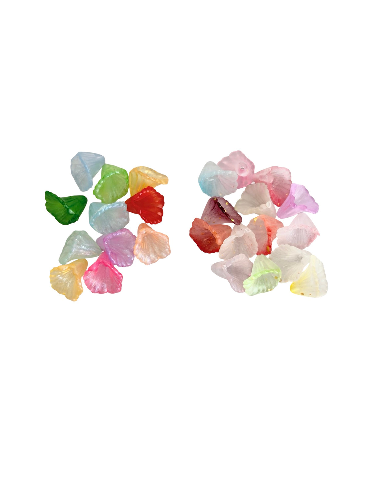 11mm Small Acrylic Trumpet Flower Beads • Random Mix Colors • Transparent or Frosted with Gold Dust • Mini Floral Beads for Jewelry Making & Crafts