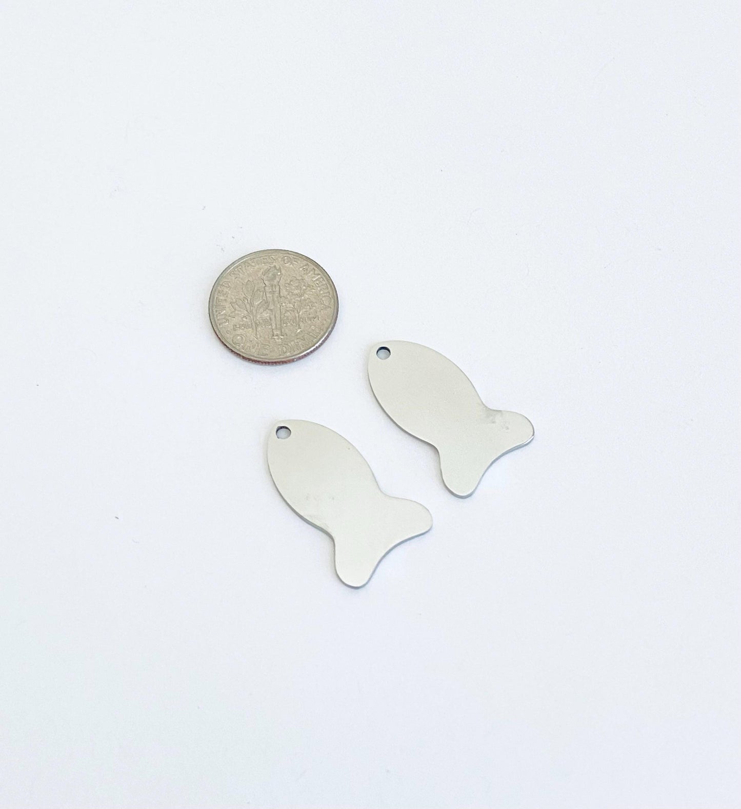 Stainless Steel Fish Tag Blank with Polished Finish • Engravable Fish Pendant for Jewelry Making, Keychains & Custom Gifts