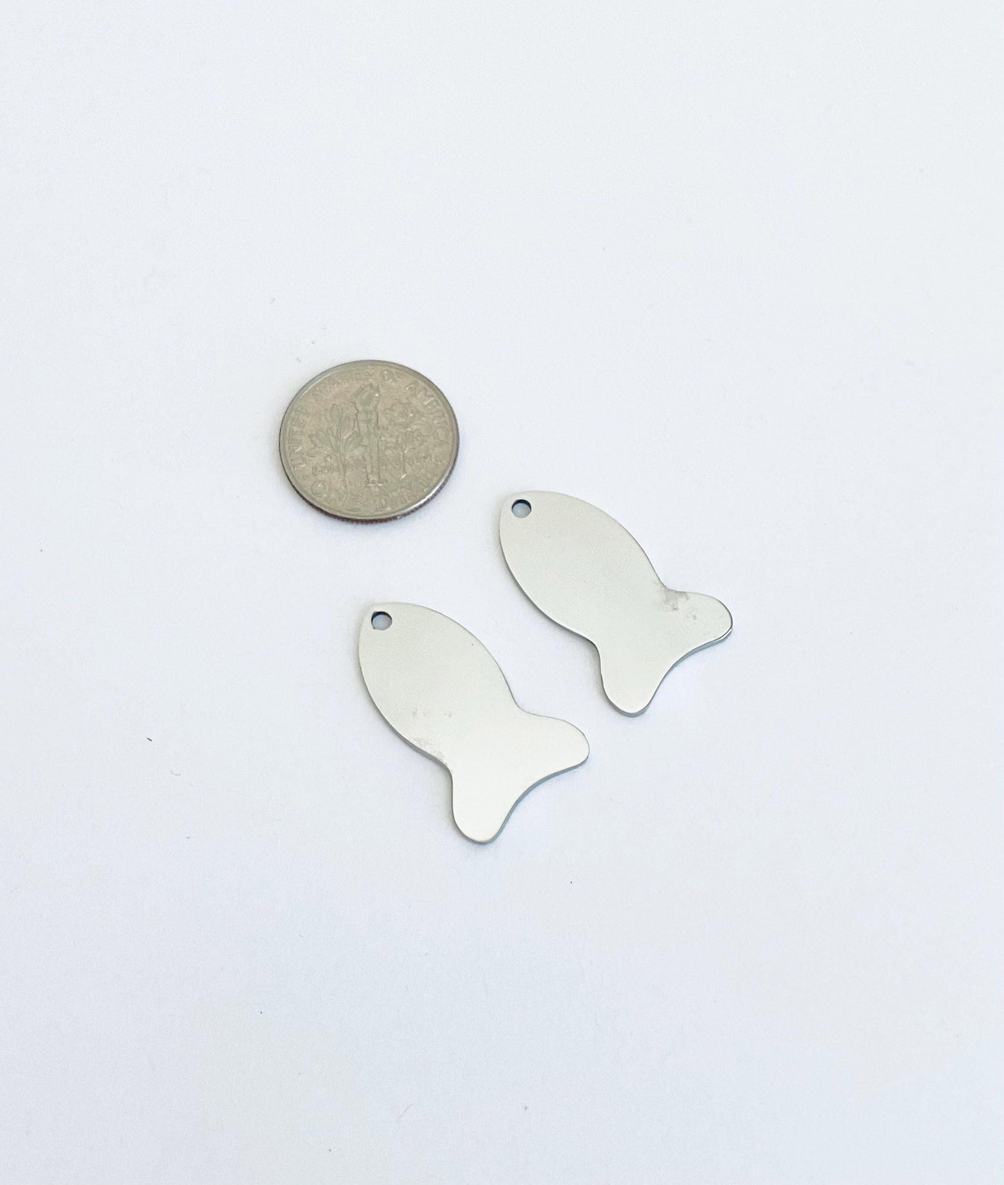 Stainless Steel Fish Tag Blank with Polished Finish • Engravable Fish Pendant for Jewelry Making, Keychains & Custom Gifts