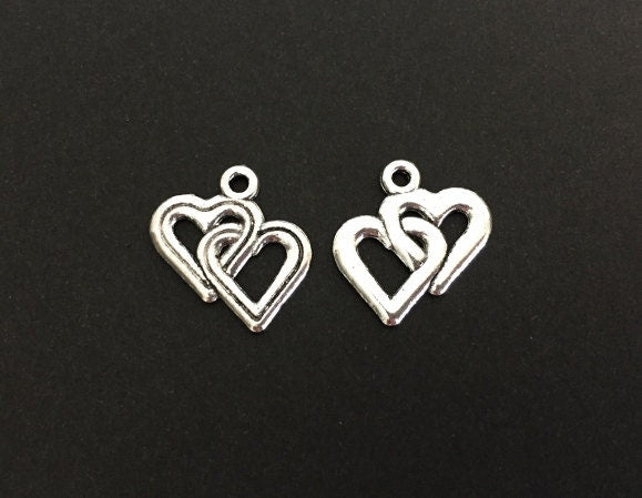 Base Metal Interlocking Heart Charm