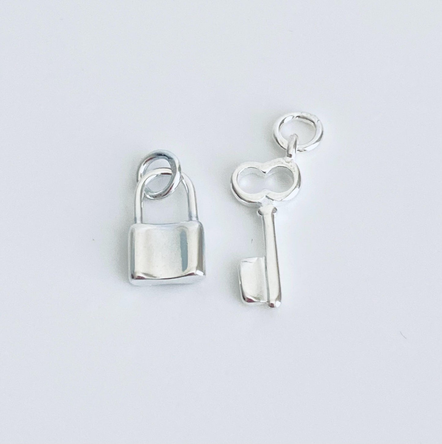 Sterling Silver Key and Lock Charm Set