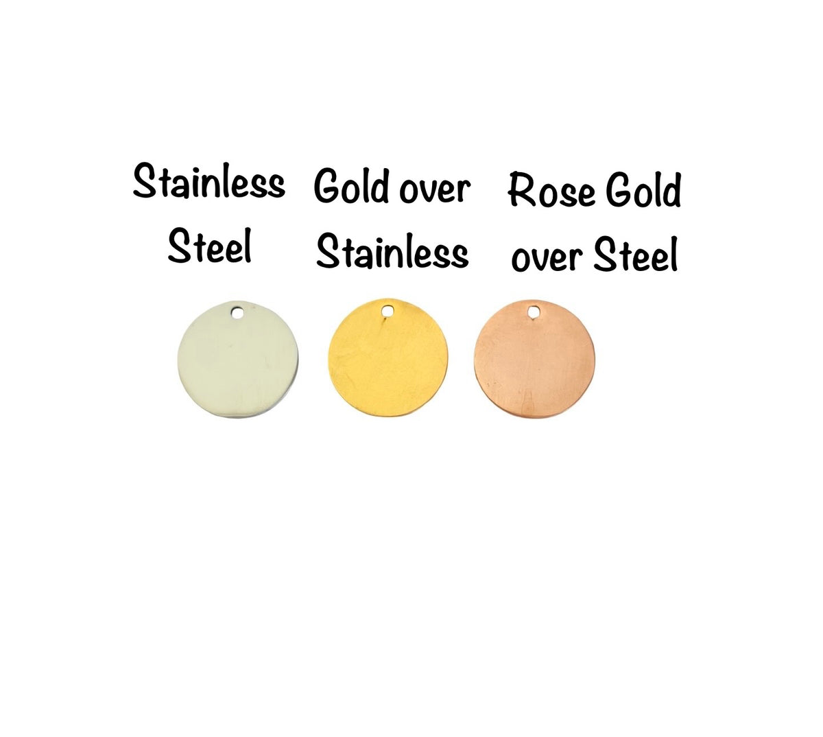 13mm Shiny Round Blanks • Stainless Steel • Gold over Stainless • Rose Gold over Stainless