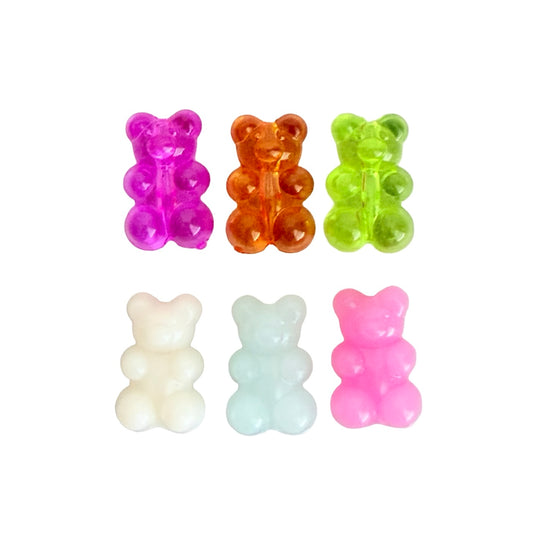 Acrylic Bear Beads • Random Mix of Transparent OR Translucent Bear Beads for Jewelry Making • Assorted Colors
