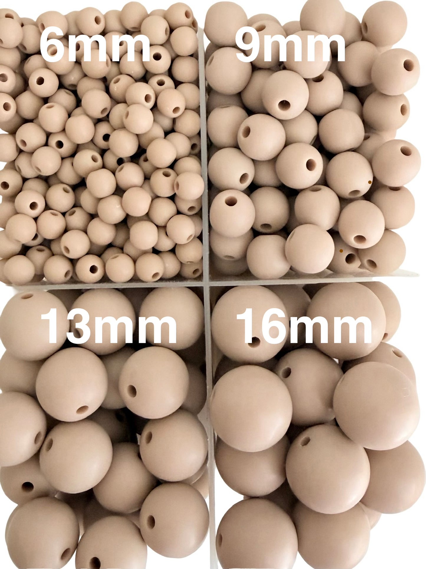 Matte Finish Beige Round Beads • 6mm, 9mm, 13mm and 16mm Acrylic Craft Beads for Jewelry Making & DIY Crafts