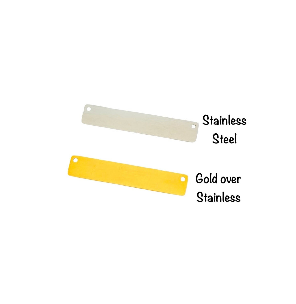 6mm x 32mm Shiny Long Bar Blank • Stainless Steel • Gold over Stainless Steel