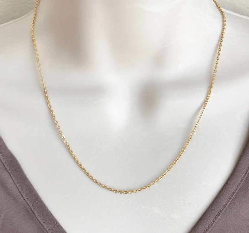 Gold over Stainless Steel Flat Cable Chain Necklace