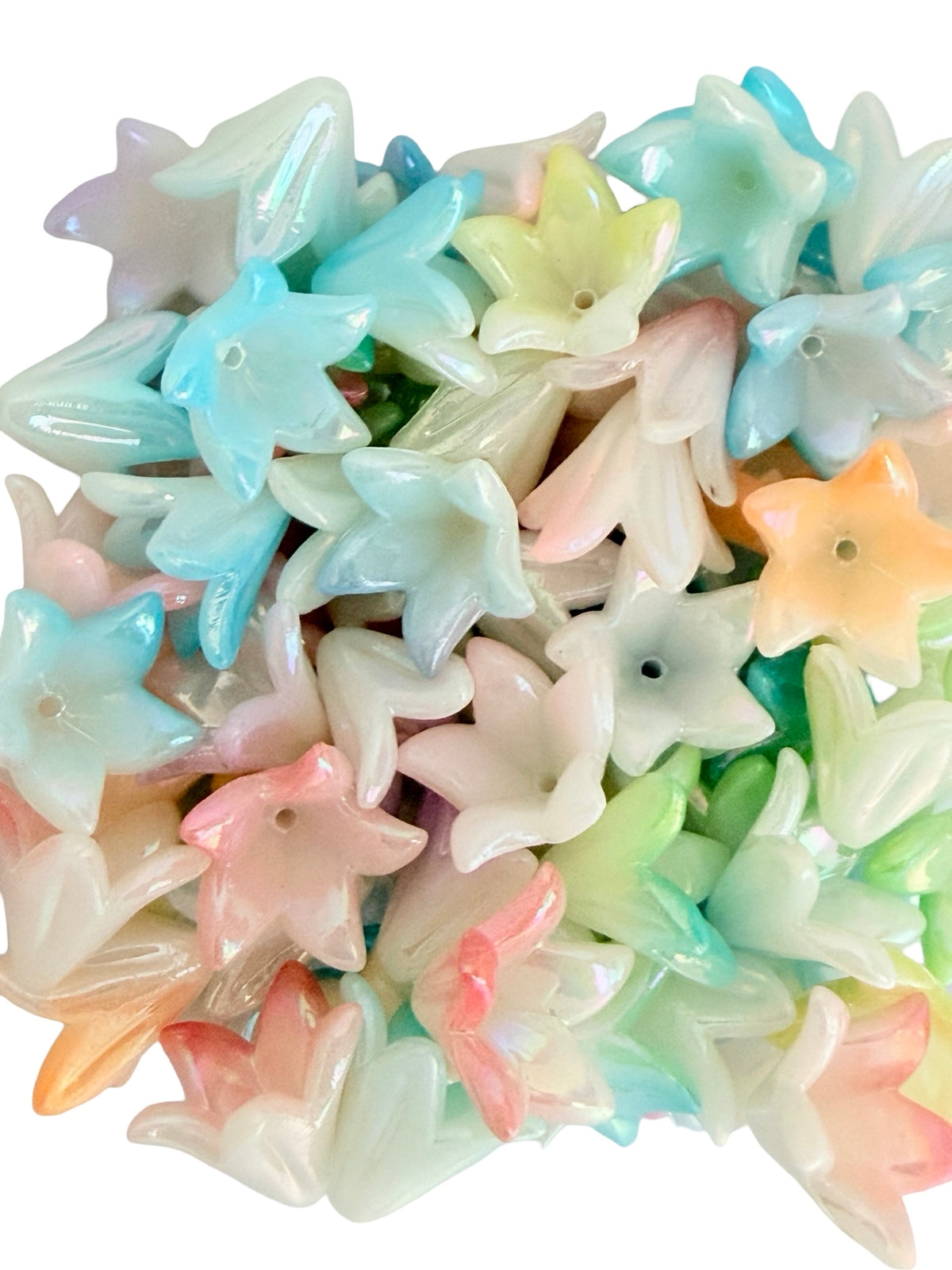 15mm Acrylic 5-Petal Pointed Flower Beads • Faux Pearl, Transparent & Two-Tone Flower Beads for Jewelry Making & Crafts