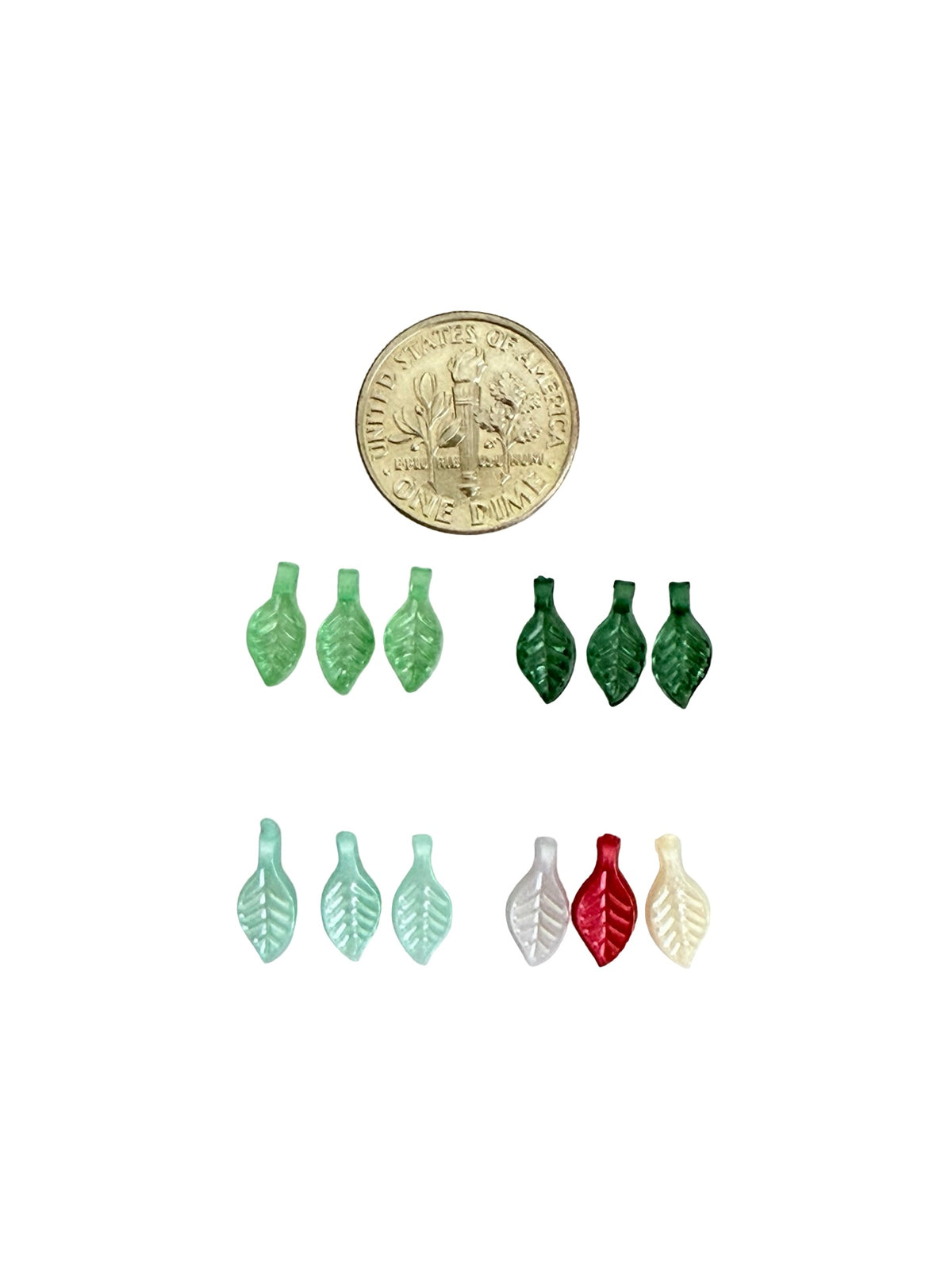 5x10mm Tiny Acrylic Leaf Beads • Transparent Green, Dark Green & Pastel Colors • Mini Leaf Beads for Jewelry Making & Crafts