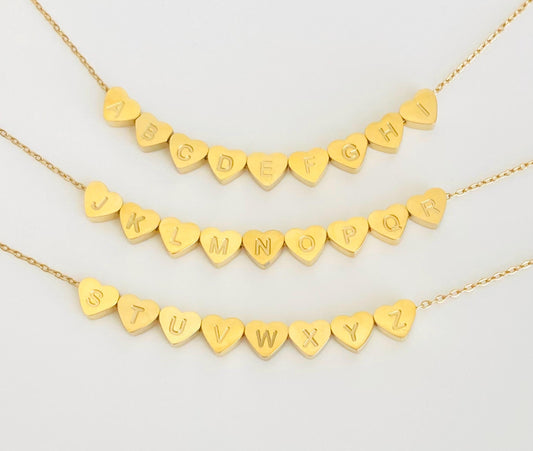 Small Gold over Stainless Steel Letter Heart Charm (6mm )