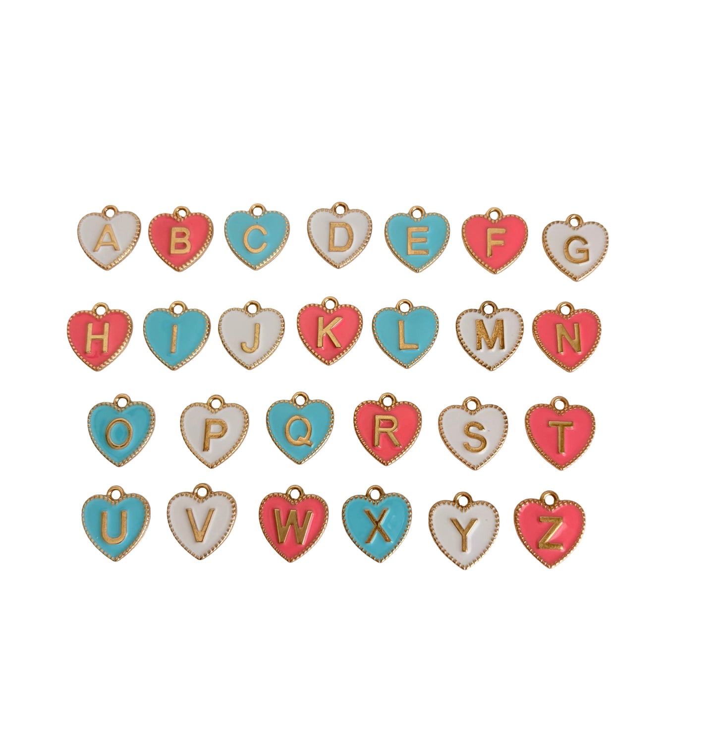 Enamel Alphabet Heart Charms • Color Initial Letter Charms for Jewelry Making & DIY Accessories