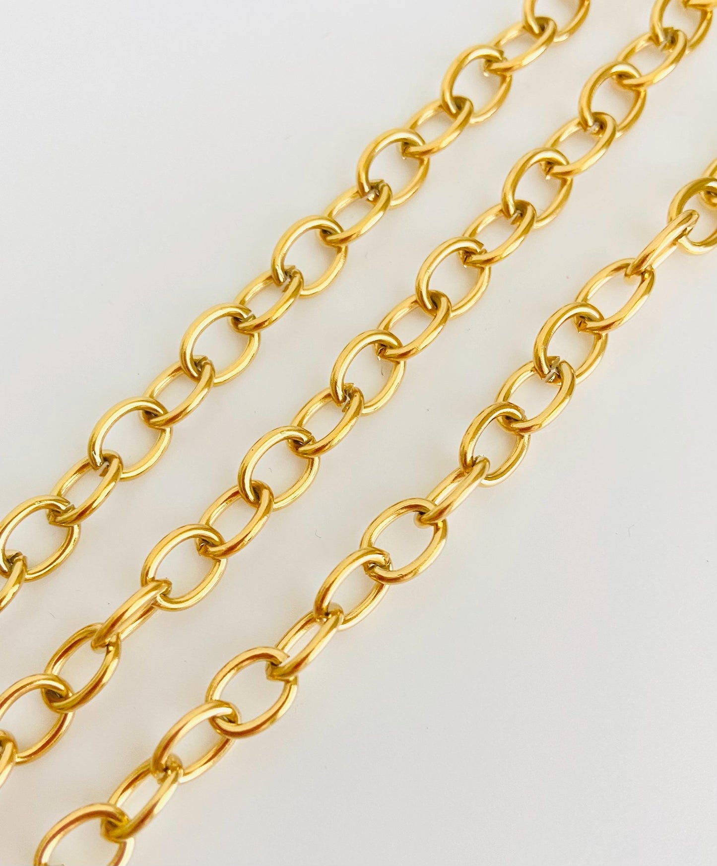 6x8mm 18K Gold Over Stainless Steel Oval Chain • Jewelry Chain by the Foot for DIY Crafting & Supplies
