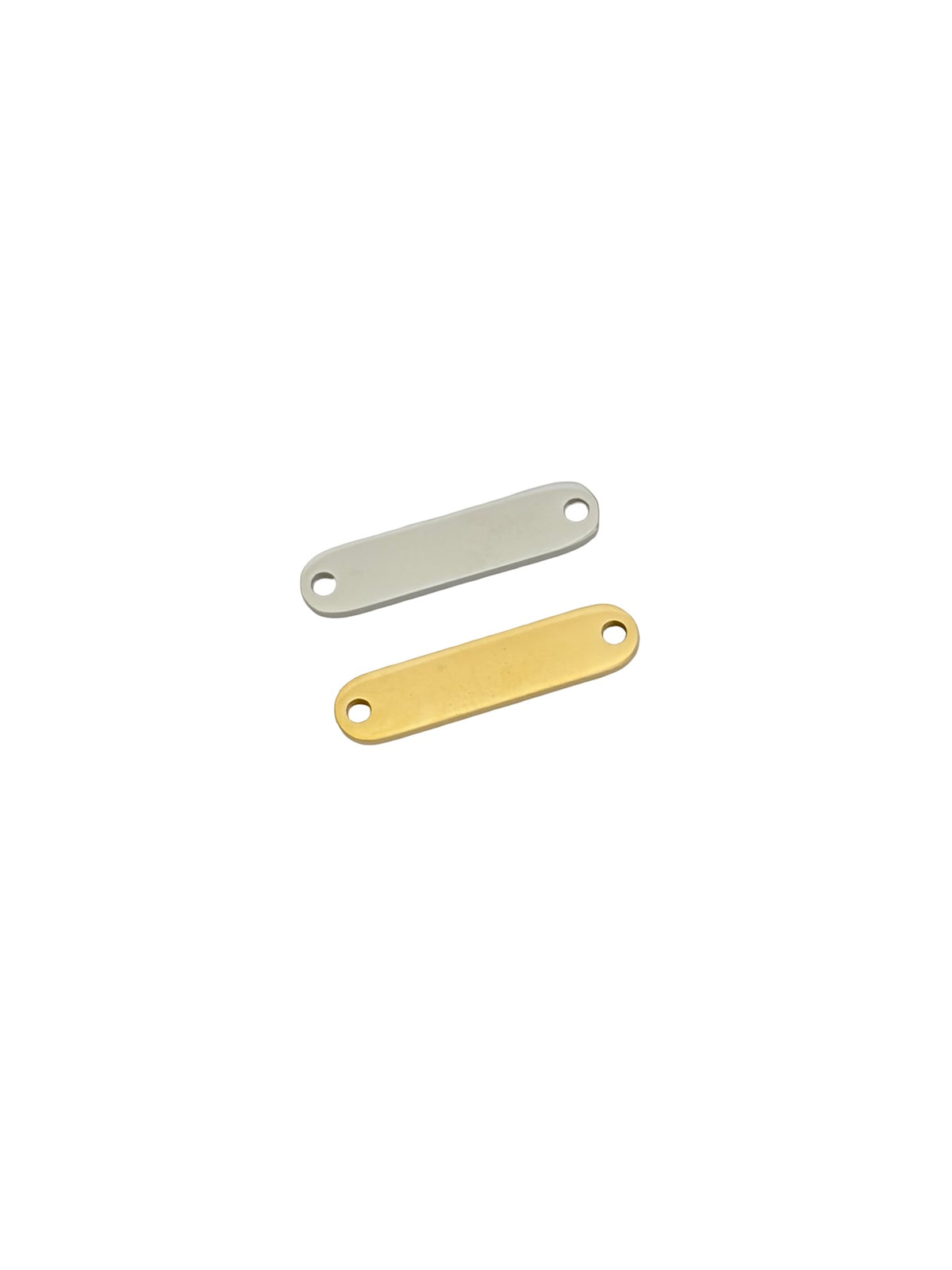 Polished Mini Oval Blank Bar Charm • 5mm x 22mm Stainless Steel or Gold Over Stainless Steel • Engravable Bar Pendant