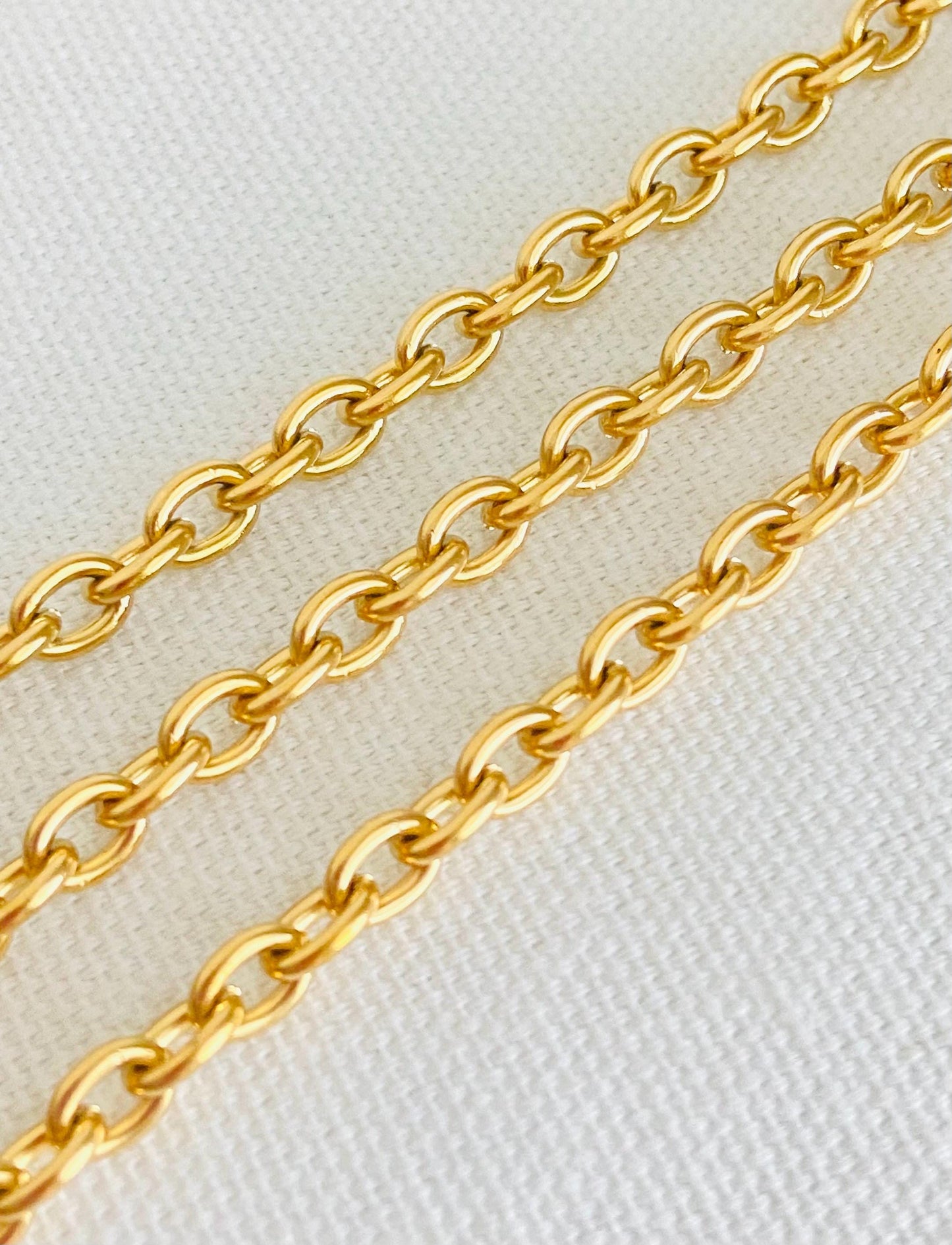 18K Gold Over Stainless Steel Oval Chain (4.5x6mm)