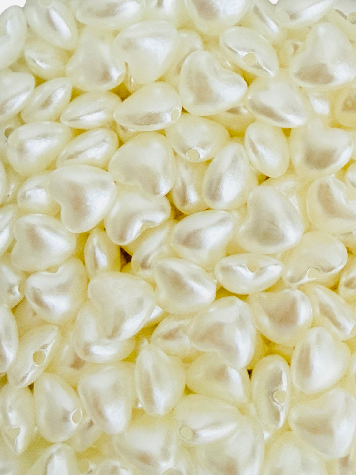 Small Faux Pearl Puffy Heart Beads • Off White & Rose Gold Heart Beads for Jewelry Making