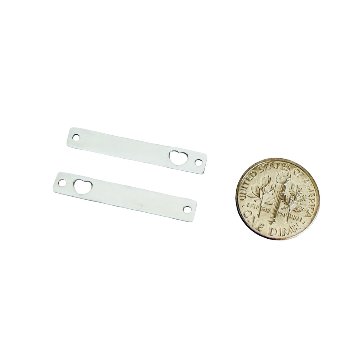 Shiny Stainless Steel Long Bar with Heart Cutout Blank • 5mm x 32mm