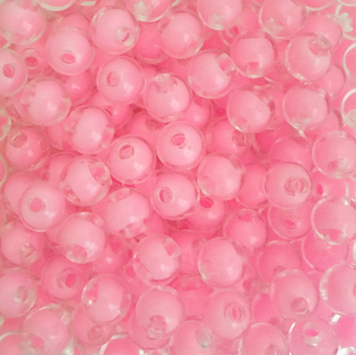 8mm Clear Round Beads with Colored Center • Light Pink & Light Blue Beads for Jewelry Making