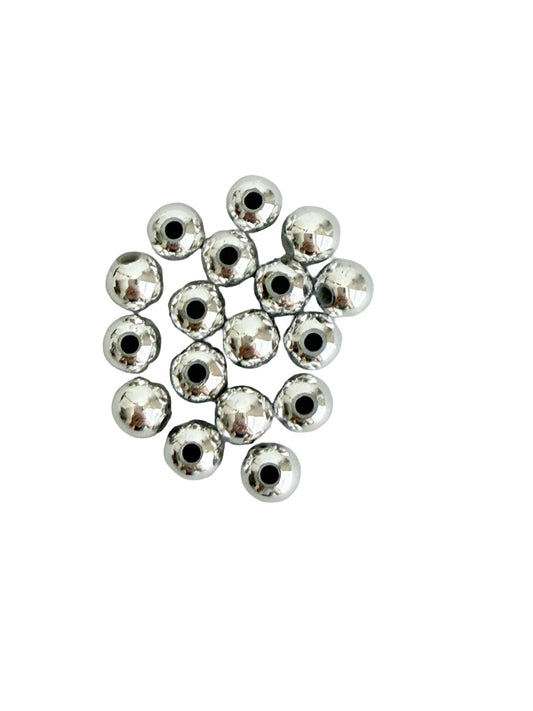 6mm Round Silver Acrylic Beads • Metallic Beads for Jewelry Making