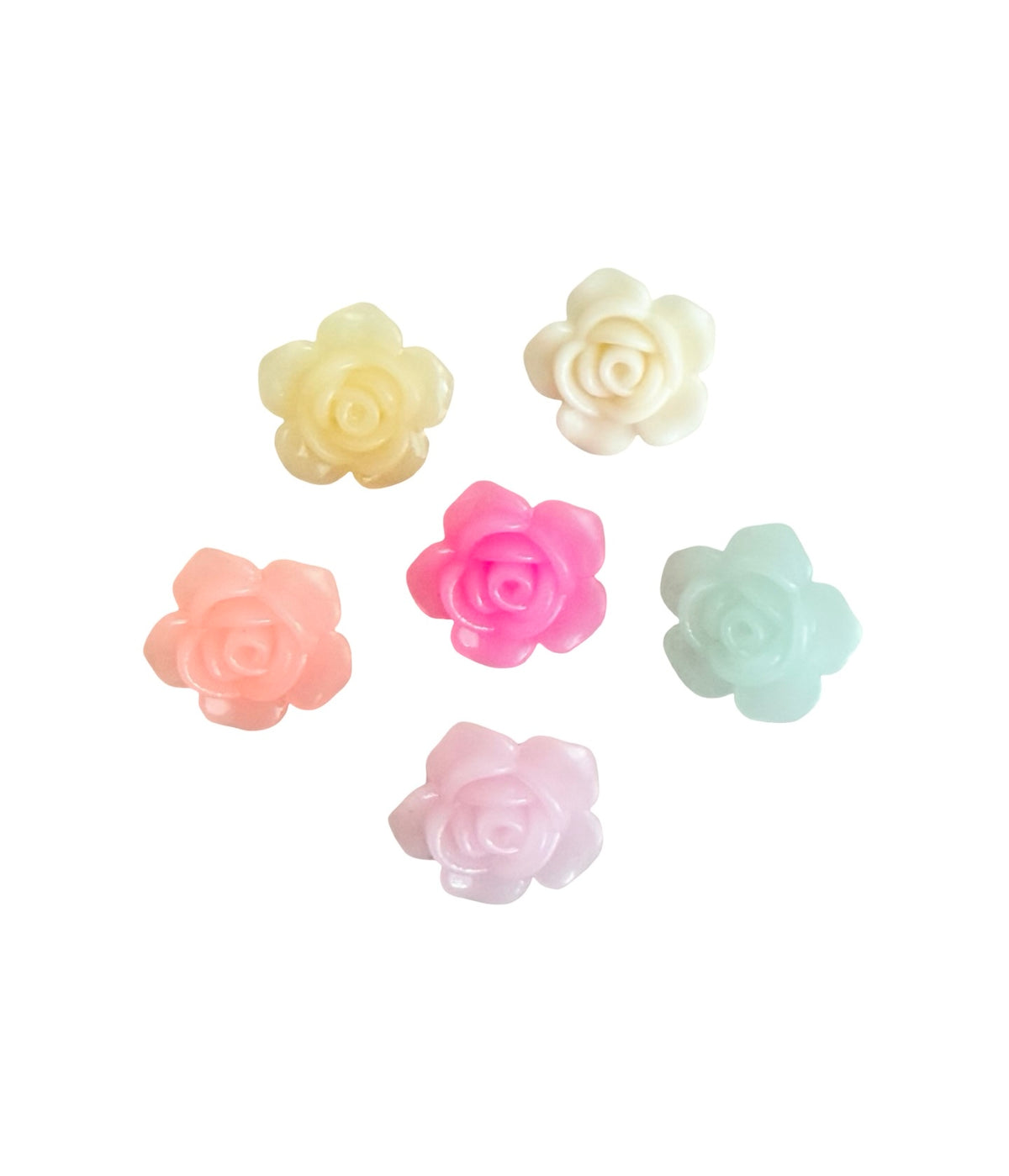 18mm Acrylic Rose Flower Beads with 2 Holes • Random Mix Translucent Pastel Colors