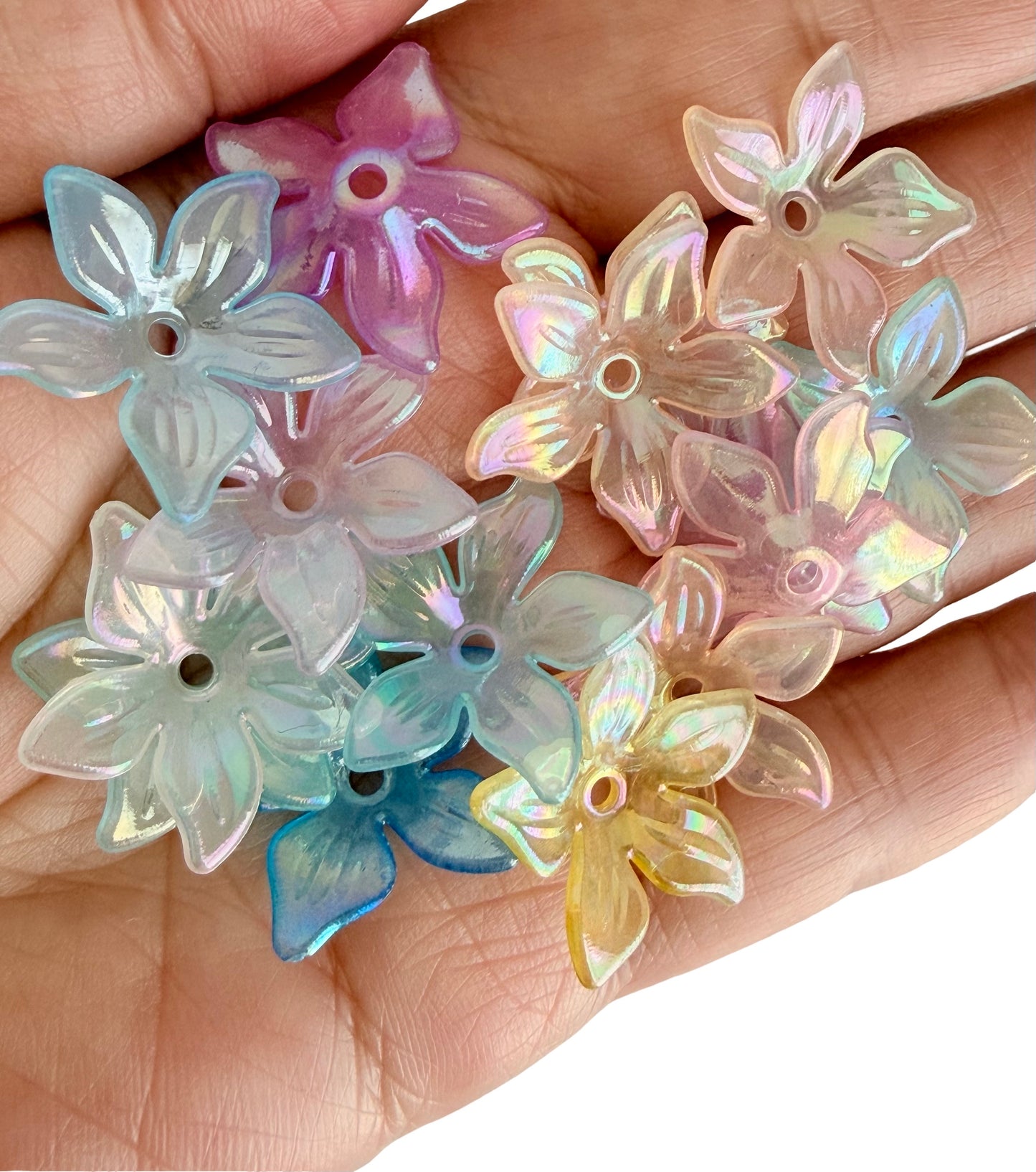 Mixed Color AB Transparent Bauhinia Flower Beads