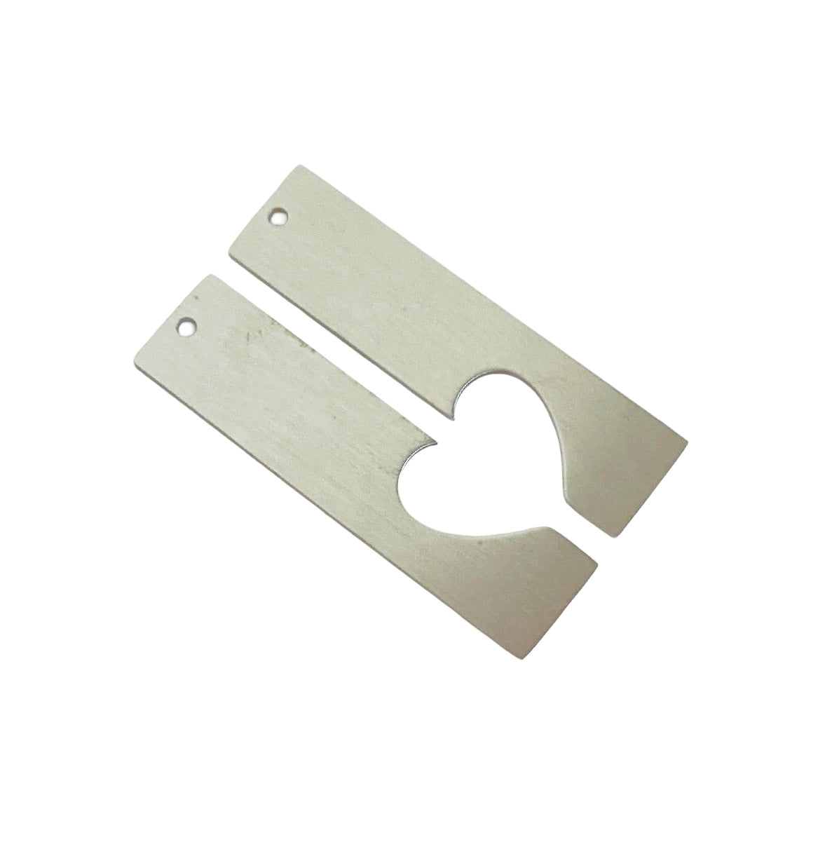 Matte Stainless Steel Long Tag Blank with Half Heart Cutout • 6mm x 38mm